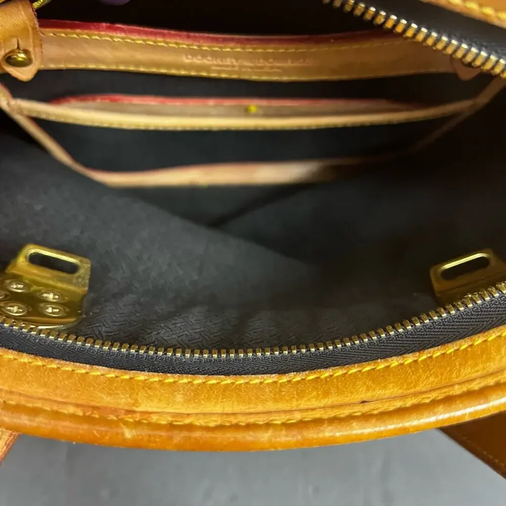 Vintage Dooney & Bourke Bag Vintage Cabrio Perforated Leather Black Tan Tote M - Picture 11 of 16